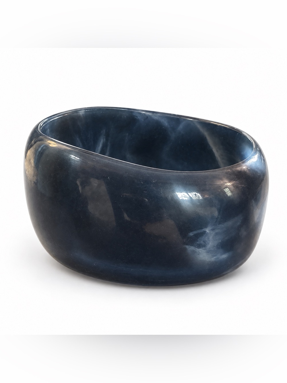 Brand New Smoky Navy Blue Marbled Wide Statement Bangle Bracelet